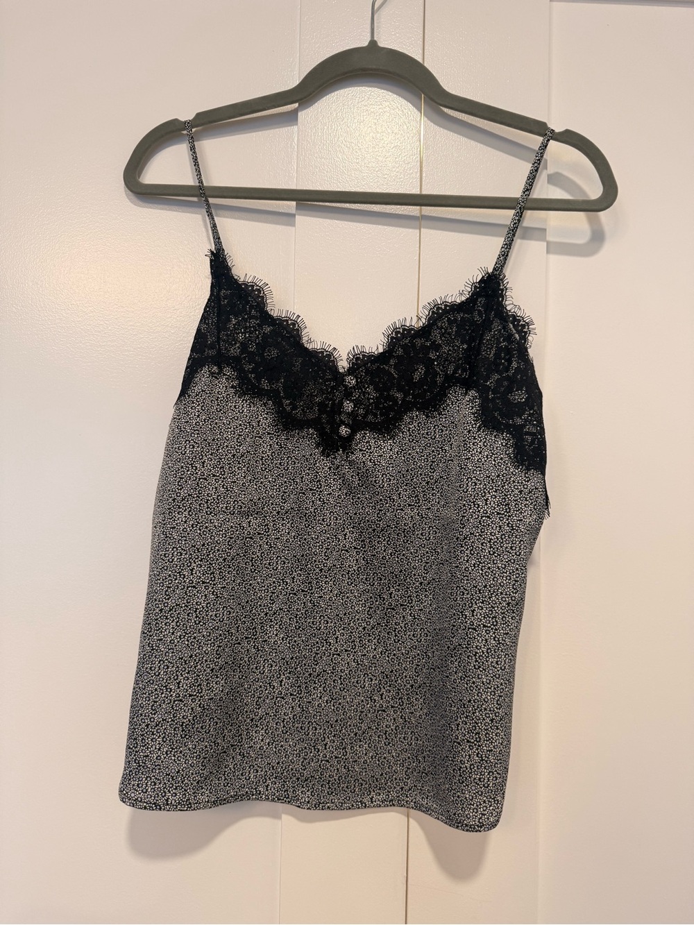 Abercrombie & Fitch Black and White Lace-Trim Cami